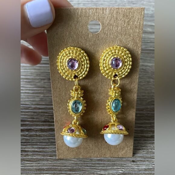 Vintage style drop earrings A289 - Picture 4 of 6
